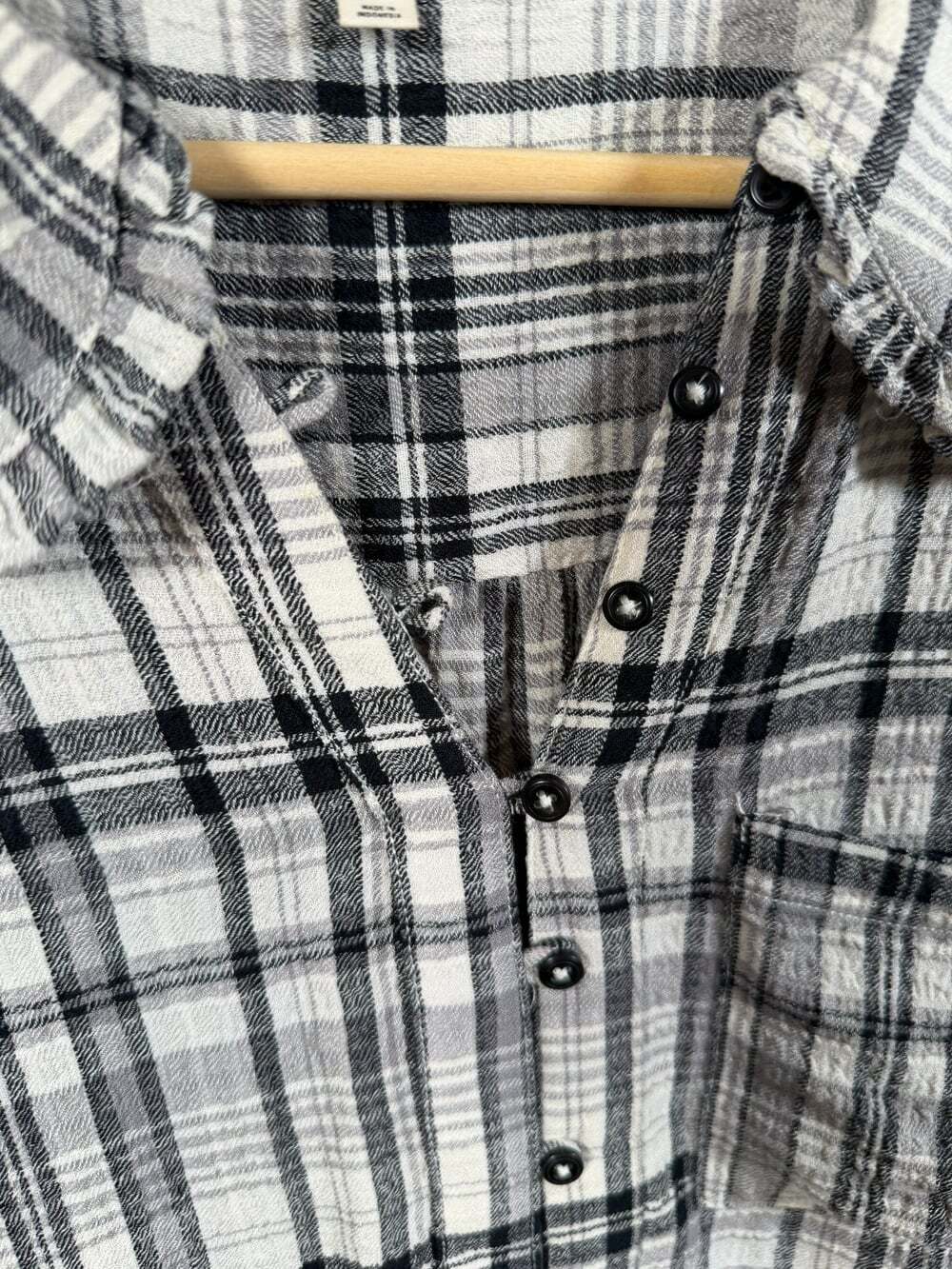 Pilcro Anthropologie Keira Top Size Small Black Ivory Plaid Peter Pan Collar - Picture 6 of 12